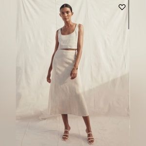 Reformation Silas Linen Midi Skirt